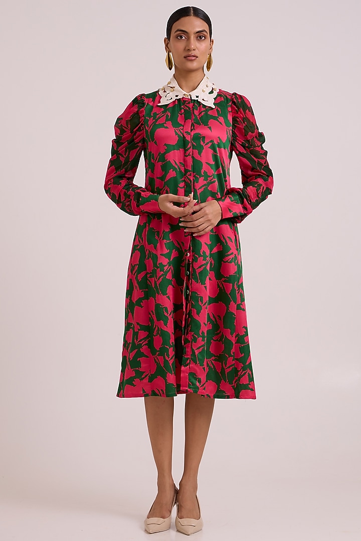 Multi-Colored Bemberg Cotton Satin Printed Midi Summer Dress by MADDER MUCH at Pernia's Pop Up Shop