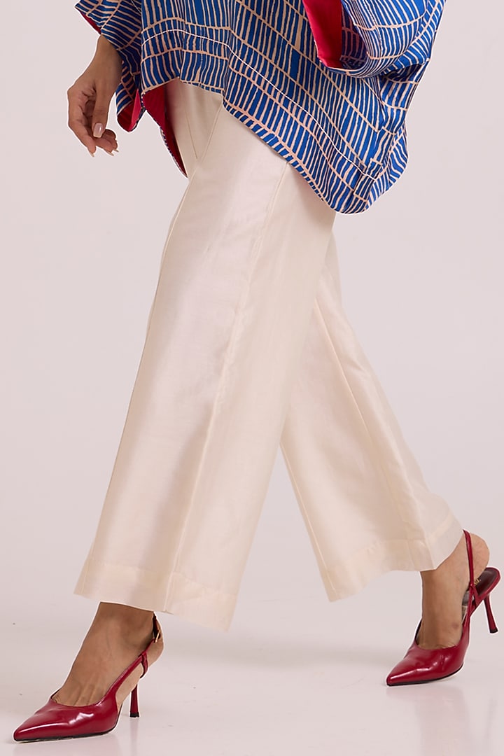 Ivory Handloom Chanderi Silk Pant Set by MADDER MUCH at Pernia's Pop Up Shop