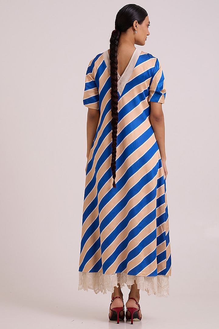Sapphire & Sand Bemberg Cotton Satin Stripe Printed Maxi Vacation Dress by MADDER MUCH at Pernia's Pop Up Shop