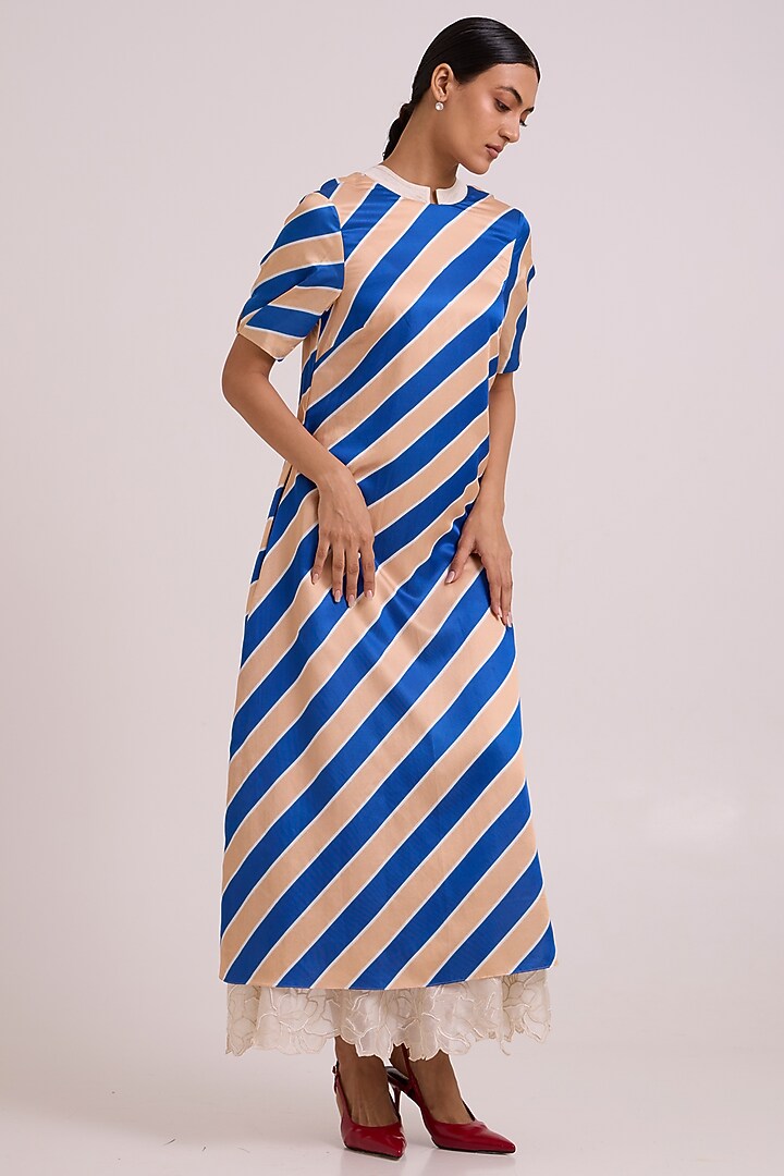 Sapphire & Sand Bemberg Cotton Satin Stripe Printed Maxi Vacation Dress by MADDER MUCH at Pernia's Pop Up Shop