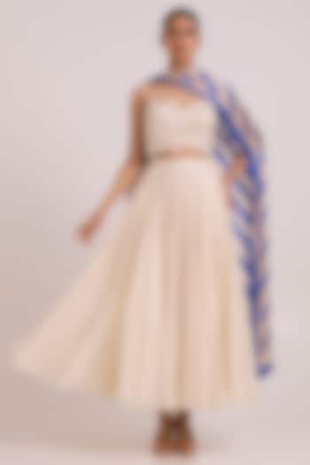 Ivory Handloom Chanderi Silk Embroidered Skirt Set by MADDER MUCH at Pernia's Pop Up Shop