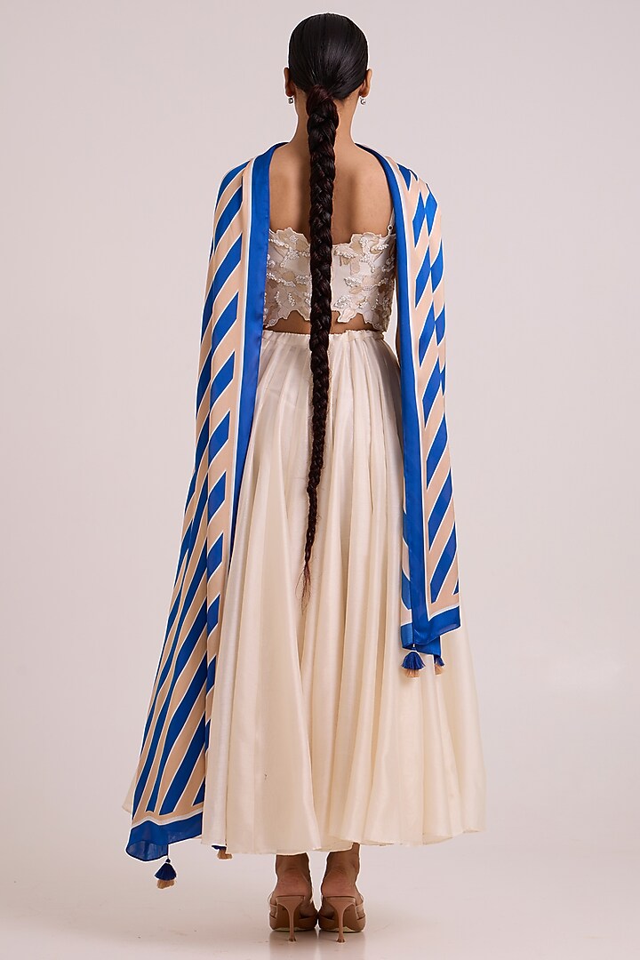 Ivory Handloom Chanderi Silk Embroidered Skirt Set by MADDER MUCH at Pernia's Pop Up Shop