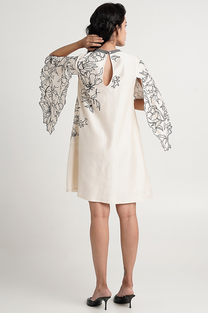 Vanilla Handloom Chanderi Silk Shift Vacation Dress by MADDER MUCH at Pernia's Pop Up Shop