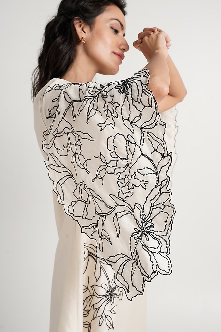 Vanilla Handloom Chanderi Silk Shift Vacation Dress by MADDER MUCH at Pernia's Pop Up Shop