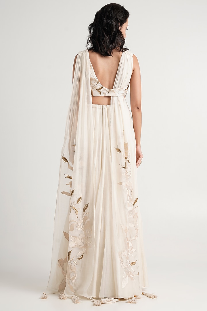 Vanilla Handloom Chanderi Silk Skirt Set by MADDER MUCH at Pernia's Pop Up Shop