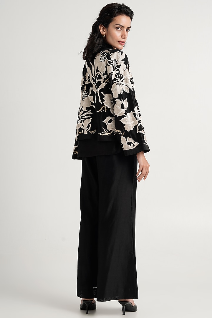 Black Handloom Chanderi Silk Co-Ord Set by MADDER MUCH at Pernia's Pop Up Shop