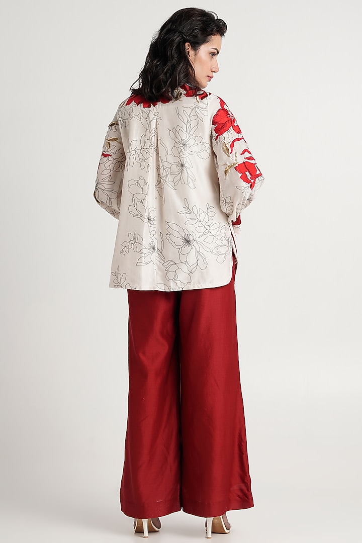 White Handloom Chanderi Silk Co-Ord Set by MADDER MUCH at Pernia's Pop Up Shop