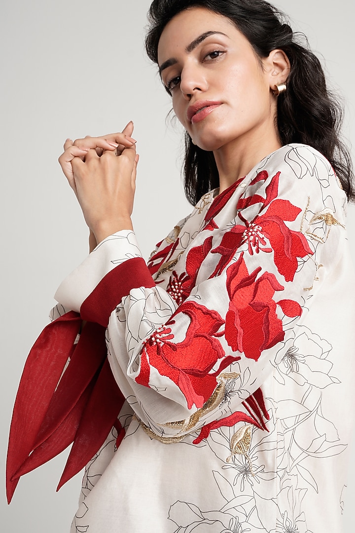 White Handloom Chanderi Silk Co-Ord Set by MADDER MUCH at Pernia's Pop Up Shop