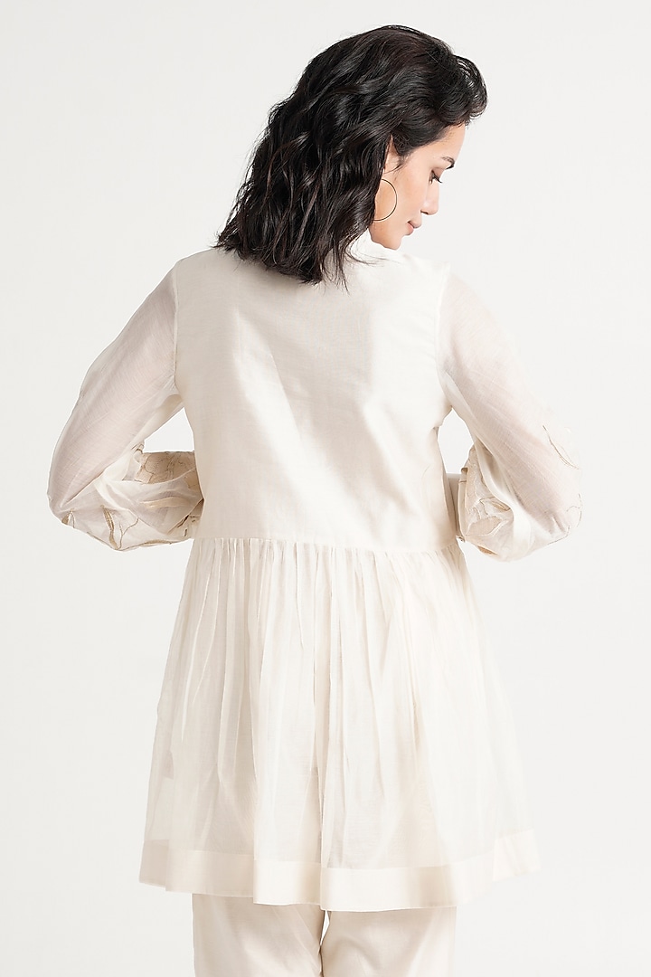 White Handloom Chanderi Silk Tunic Set by MADDER MUCH at Pernia's Pop Up Shop