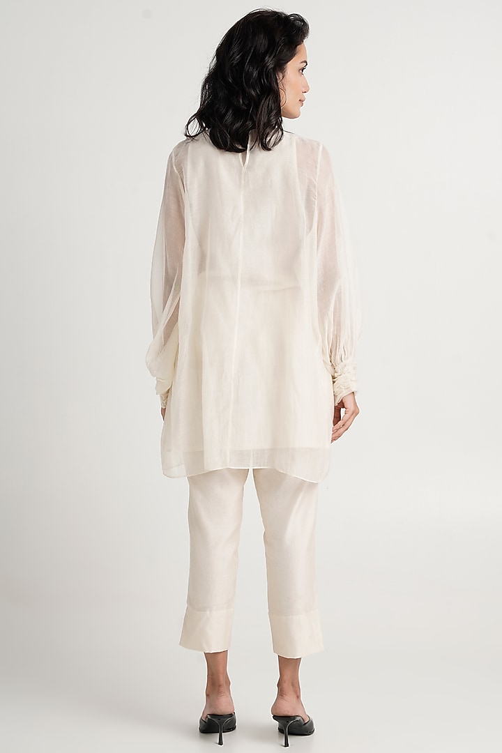 Ivory Handloom Chanderi Silk Tunic Set by MADDER MUCH at Pernia's Pop Up Shop