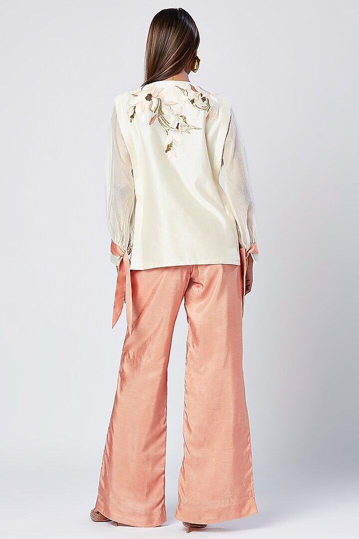 Peach Cotton & Silk Pant Set by MADDER MUCH at Pernia's Pop Up Shop