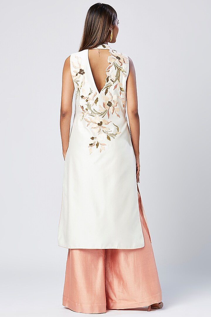 Ivory Cotton Silk Thread Embroidered Tunic Set by MADDER MUCH at Pernia's Pop Up Shop