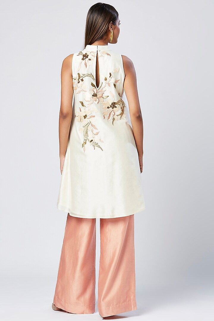 Ivory Cotton Silk Thread Embroidered Tunic Set by MADDER MUCH at Pernia's Pop Up Shop