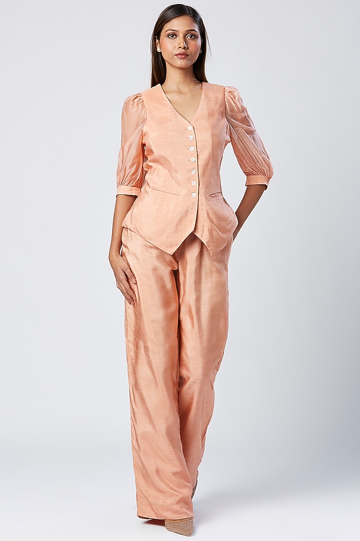 Rose Pink Cotton & Silk Straight Pant Set by MADDER MUCH at Pernia's Pop Up Shop