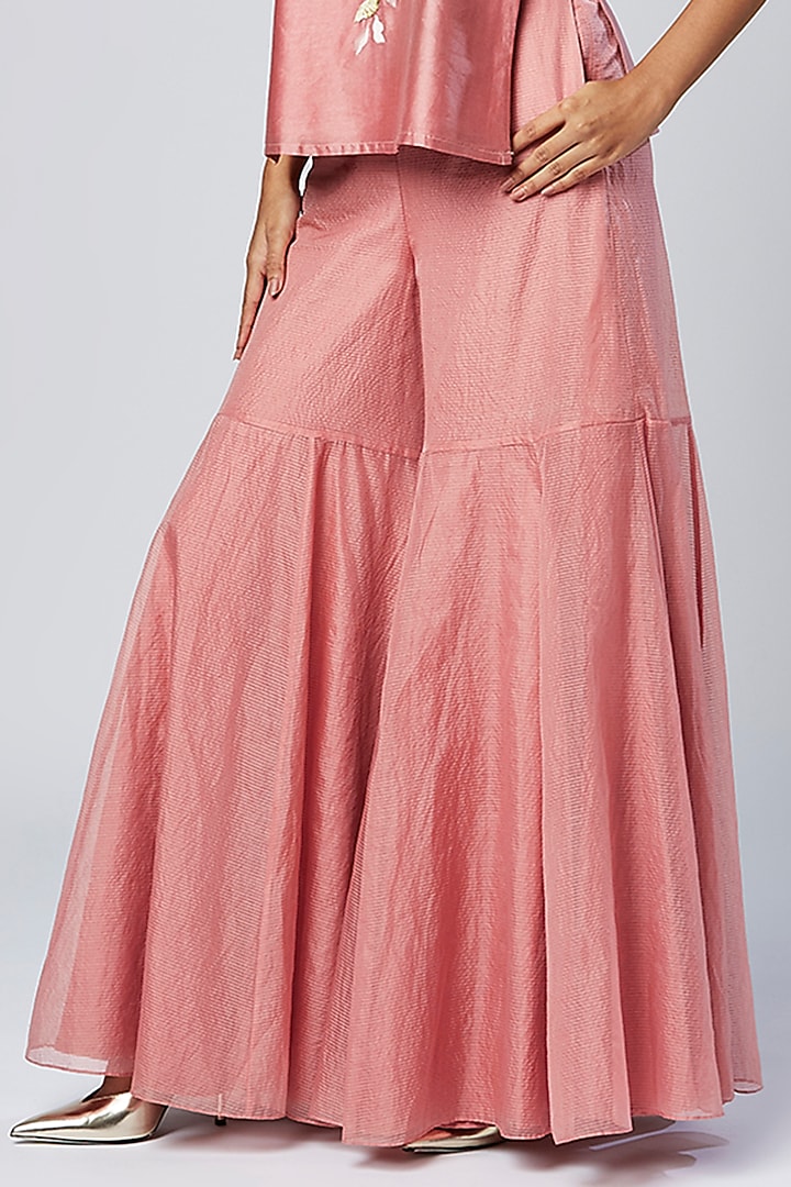 Coral Peach Cotton & Silk Gharara Set by MADDER MUCH at Pernia's Pop Up Shop