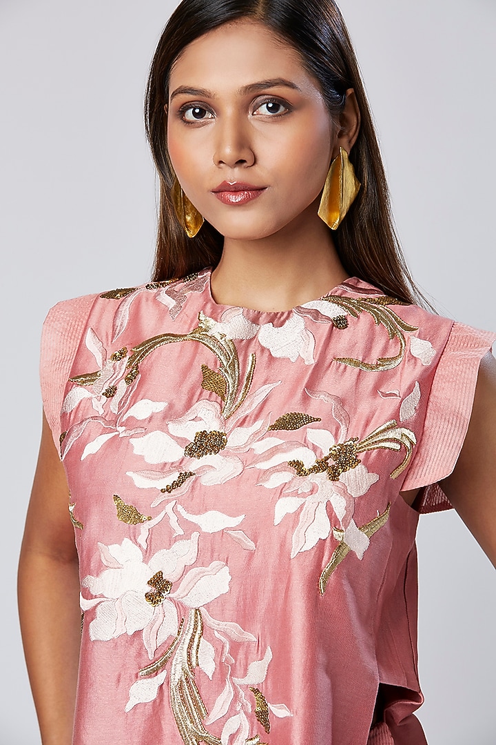Coral Peach Cotton & Silk Gharara Set by MADDER MUCH at Pernia's Pop Up Shop