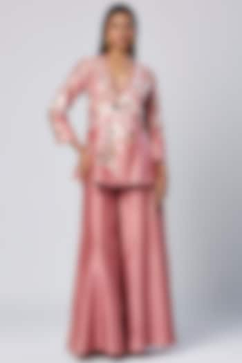 Rose Pink Cotton & Silk Flared Pant Set by MADDER MUCH at Pernia's Pop Up Shop