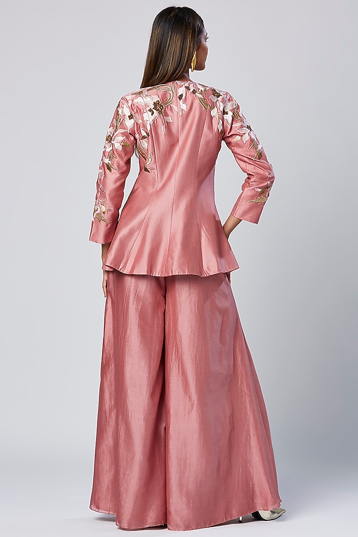 Rose Pink Cotton & Silk Flared Pant Set by MADDER MUCH at Pernia's Pop Up Shop