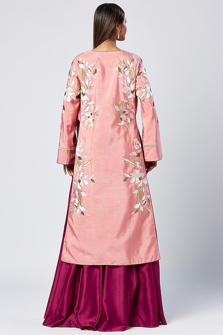Purple Wine Cotton Mul & Silk Skirt Set by MADDER MUCH at Pernia's Pop Up Shop