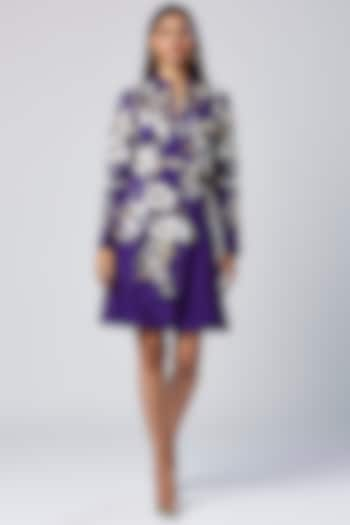 Purple Viscose & Cotton Mul Machine Embroidered Blazer Dress by MADDER MUCH at Pernia's Pop Up Shop