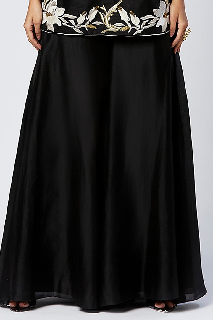 Black Cotton & Silk Machine Embroidered Tunic Set by MADDER MUCH at Pernia's Pop Up Shop
