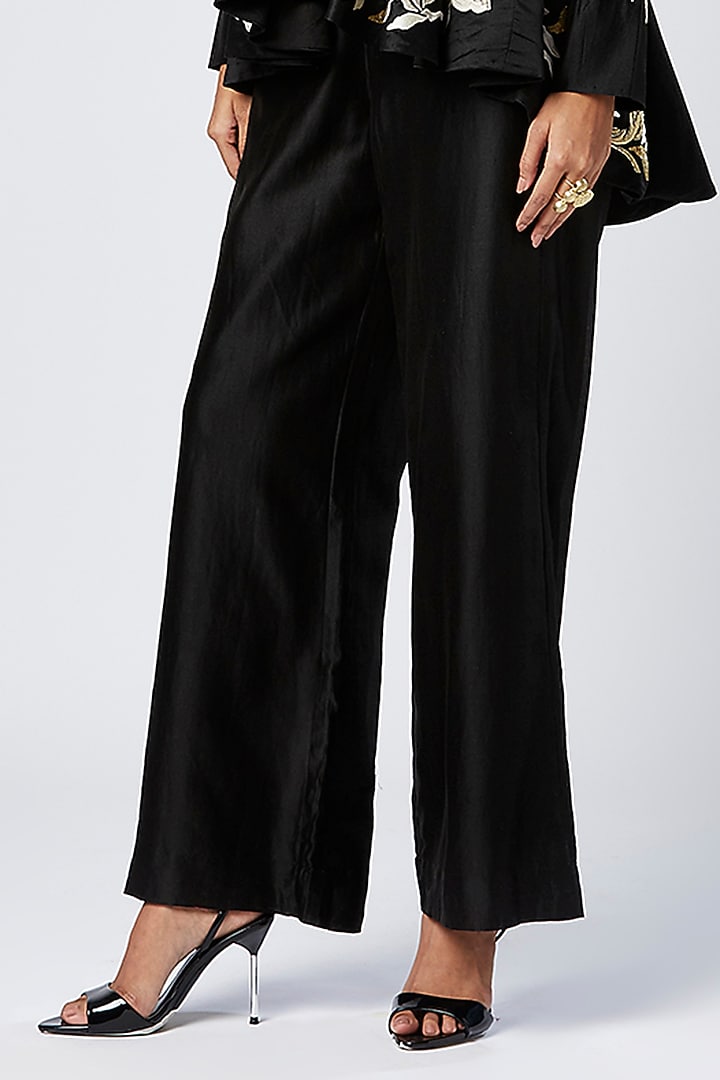 Black Cotton & Silk Pant Set by MADDER MUCH at Pernia's Pop Up Shop