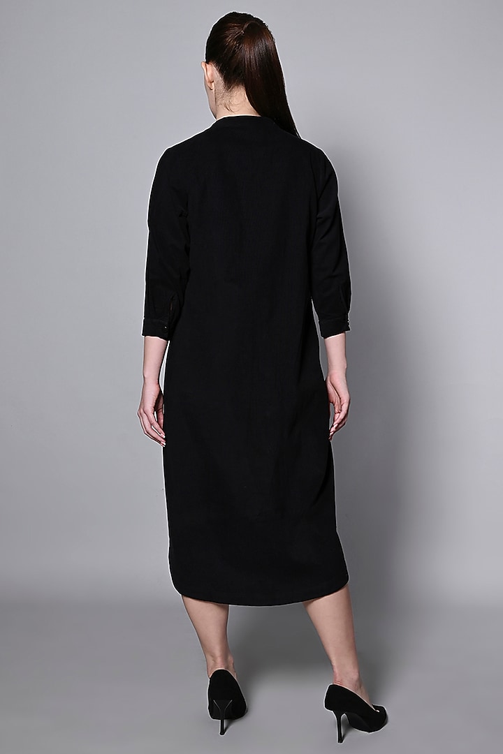 Black Corduroy Metal Embellished Summer Dress by House of MANAA at Pernia's Pop Up Shop