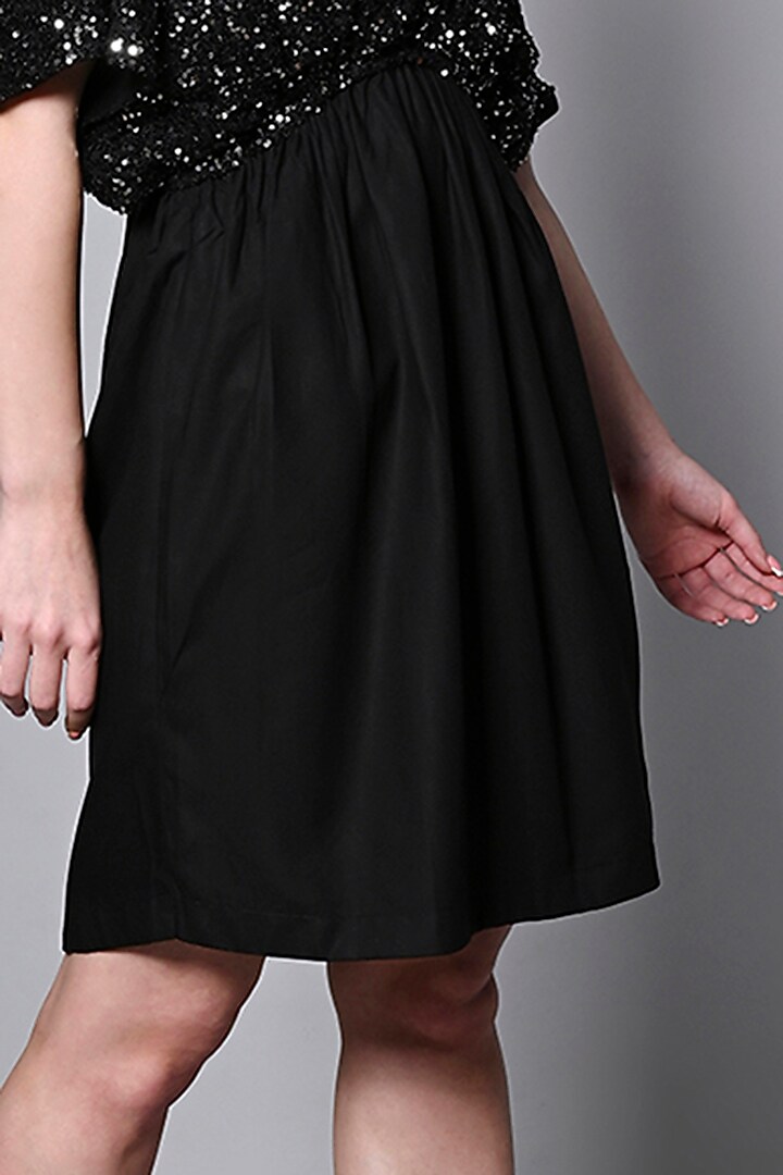 Black Rayon & Polyester Sequins Mini Summer Dress by House of MANAA at Pernia's Pop Up Shop