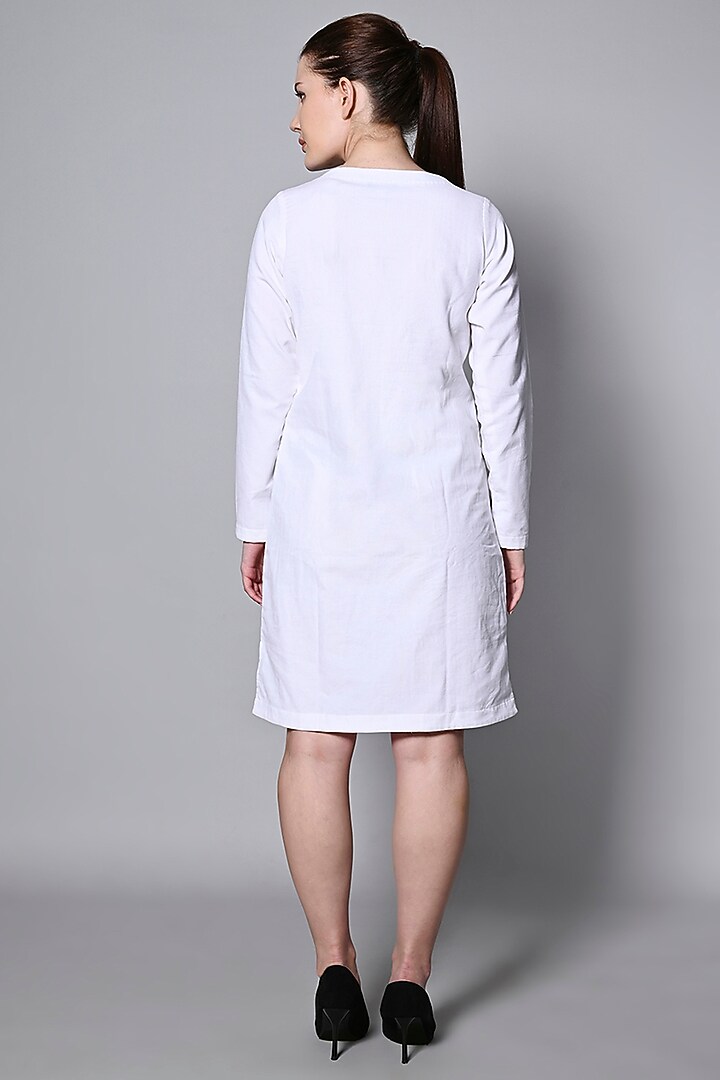 White Corduroy Knee-Length Summer Dress by House of MANAA at Pernia's Pop Up Shop