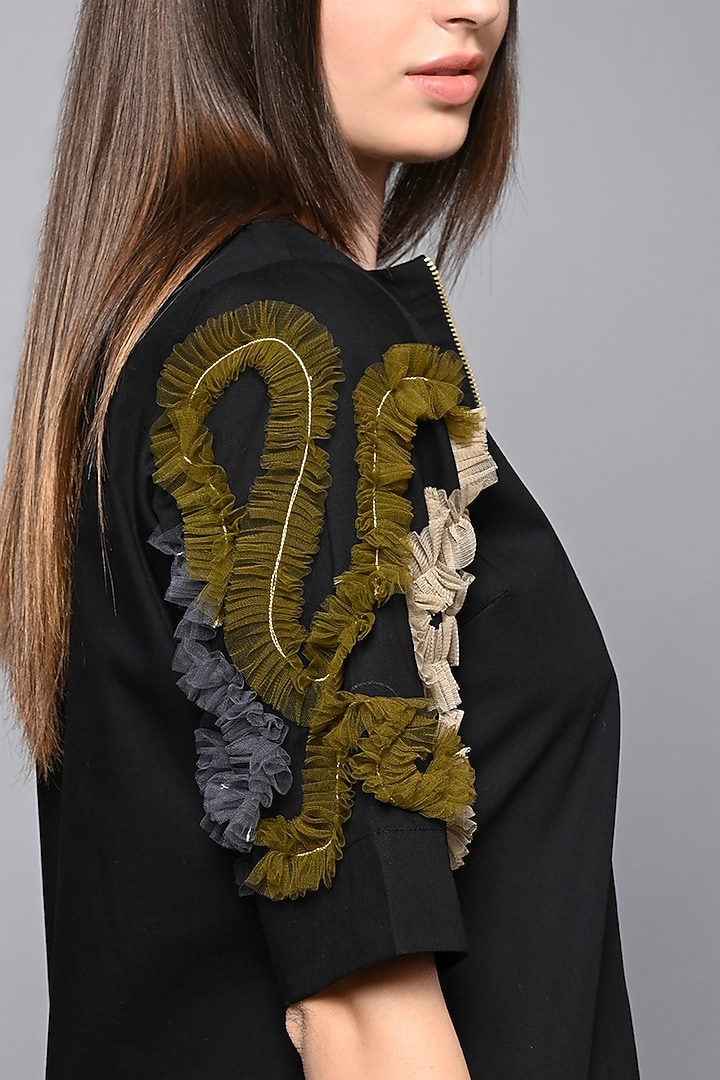 Black Cotton Mini Jacket Summer Dress by House of MANAA at Pernia's Pop Up Shop
