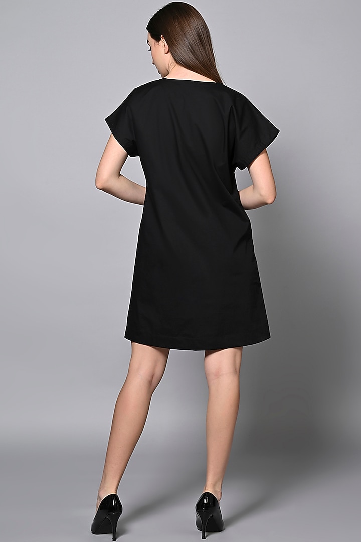 Black Cotton Polka Mini Shift Summer Dress by House of MANAA at Pernia's Pop Up Shop