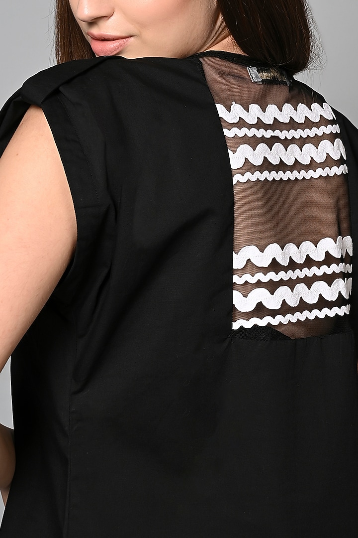 Black Cotton Laced Mini Shift Summer Dress by House of MANAA at Pernia's Pop Up Shop