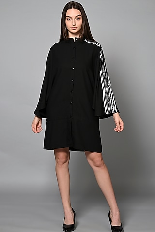 Black Viscose Rayon Mini Dress by House of MANAA