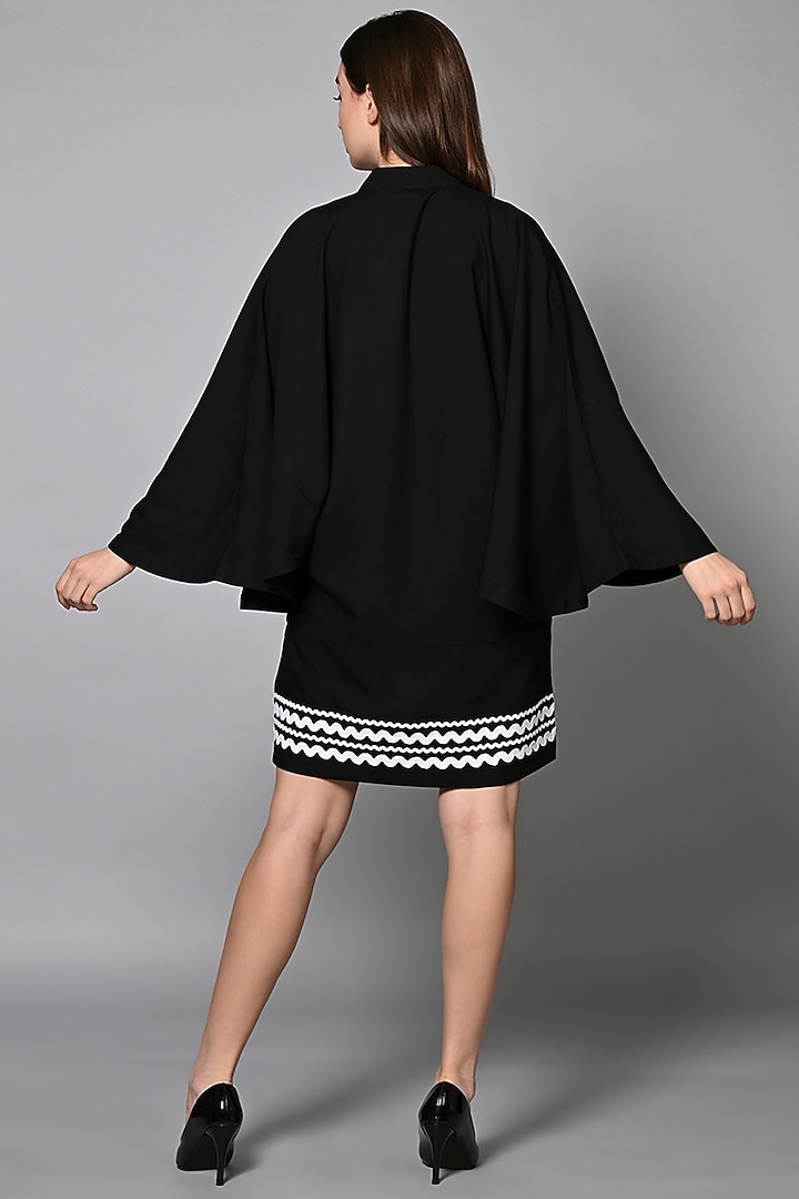 Black Viscose Rayon Laced Mini Summer Dress by House of MANAA at Pernia's Pop Up Shop