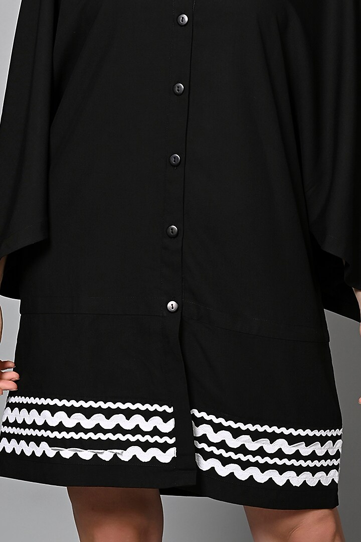 Black Viscose Rayon Laced Mini Summer Dress by House of MANAA at Pernia's Pop Up Shop