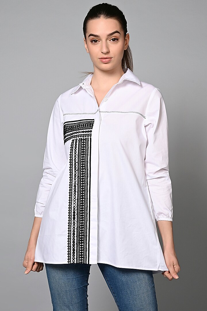 White Cotton Laced Shirt by House of MANAA at Pernia's Pop Up Shop