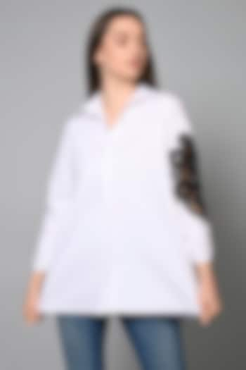 White Cotton Cutwork Embroidered Shirt by House of MANAA at Pernia's Pop Up Shop