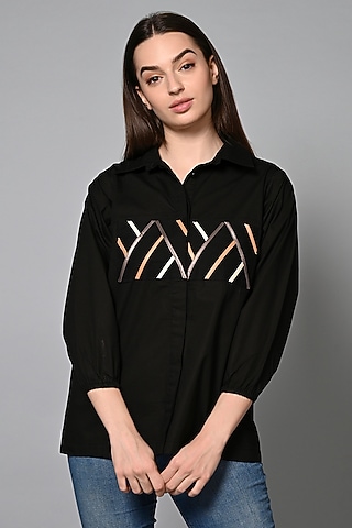 Black Cotton Shirt by House of MANAA