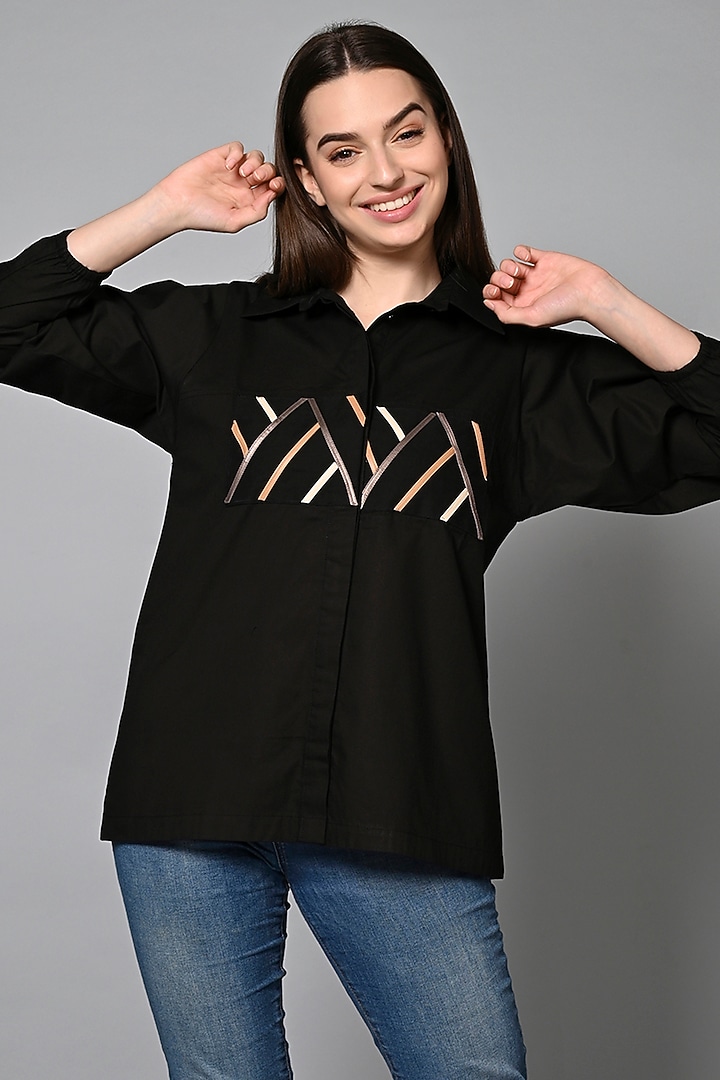 Black Cotton Shirt by House of MANAA at Pernia's Pop Up Shop
