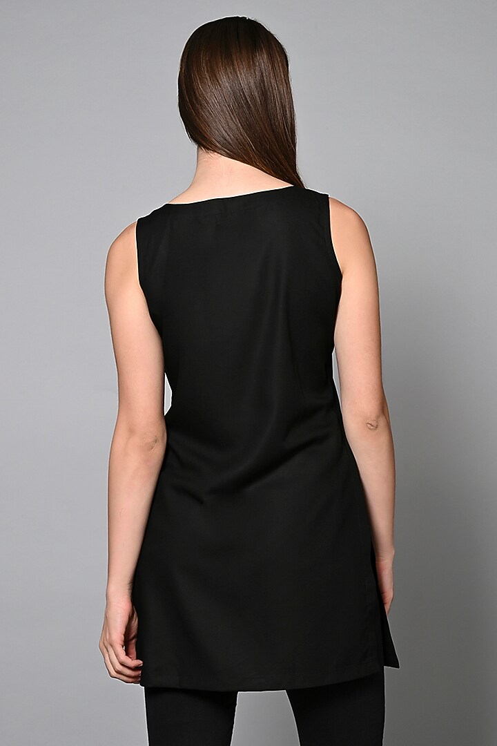 Black & White Viscose Rayon Hand Embroidered Tunic by House of MANAA at Pernia's Pop Up Shop