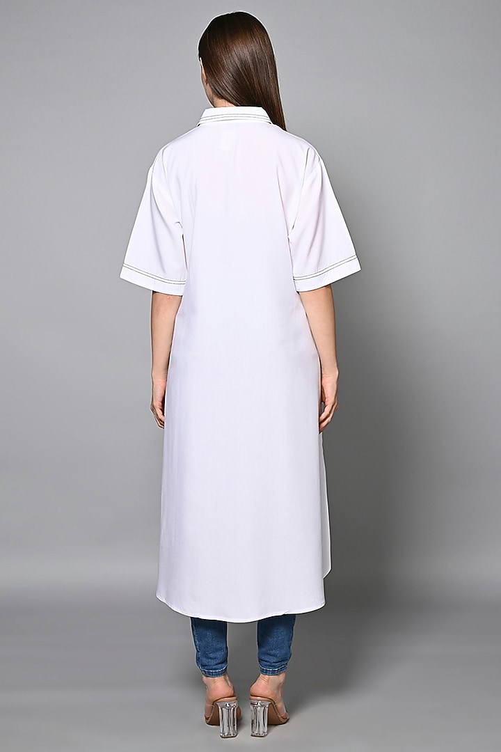 White Viscose Rayon Hand Embroidered Knee-length Summer Dress by House of MANAA at Pernia's Pop Up Shop