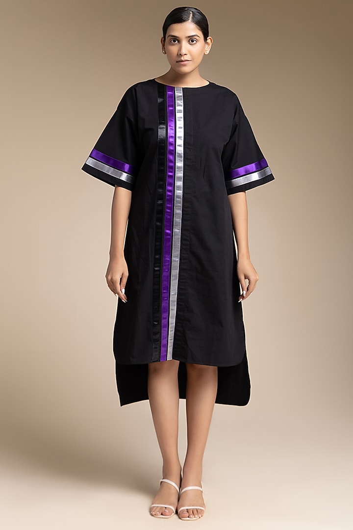 Black Cotton Knee Length Summer Dress by House of MANAA at Pernia's Pop Up Shop