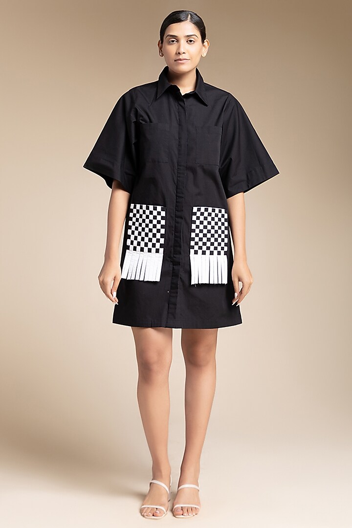 Black Cotton Summer Shirt Dress by House of MANAA at Pernia's Pop Up Shop