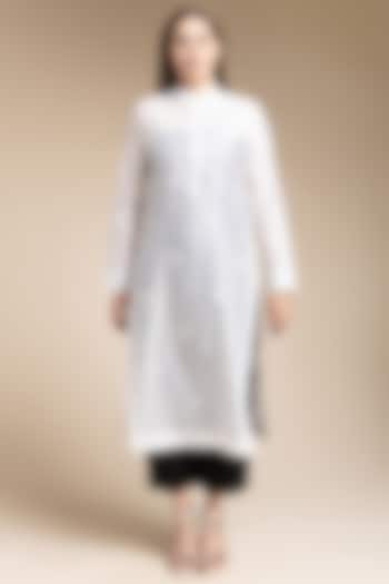 White Modal Chanderi Tunic Set by House of MANAA at Pernia's Pop Up Shop