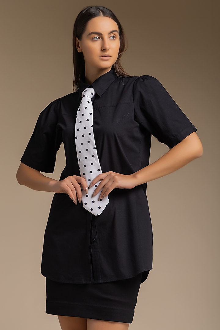 Black Cotton Mini Skirt Set by House of MANAA at Pernia's Pop Up Shop