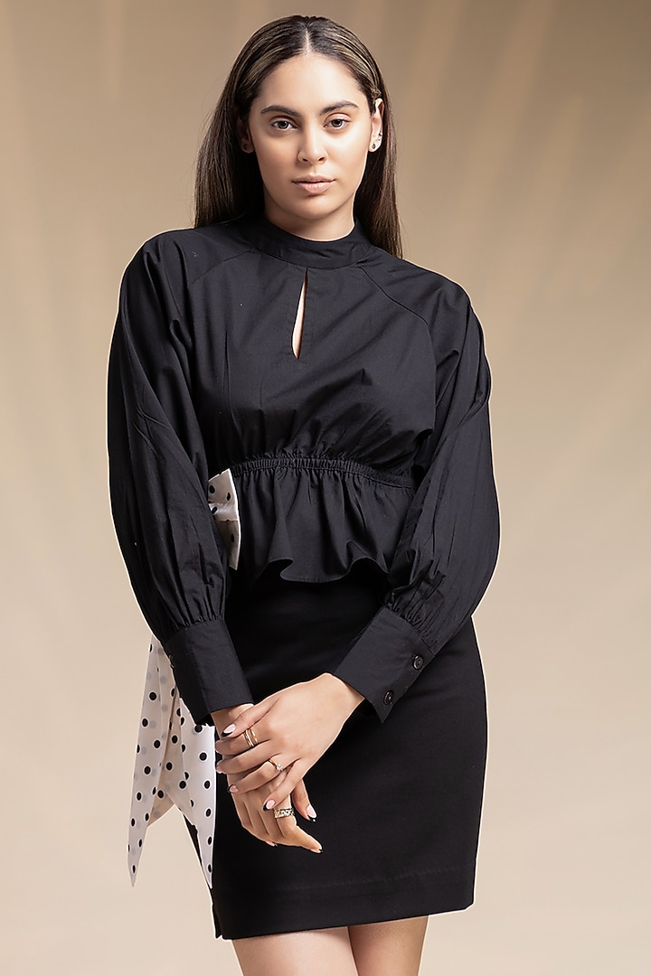Black Cotton Mini Skirt Set by House of MANAA at Pernia's Pop Up Shop