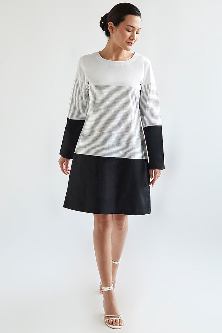 Black & White Cotton Straight Summer Dress by House of MANAA at Pernia's Pop Up Shop