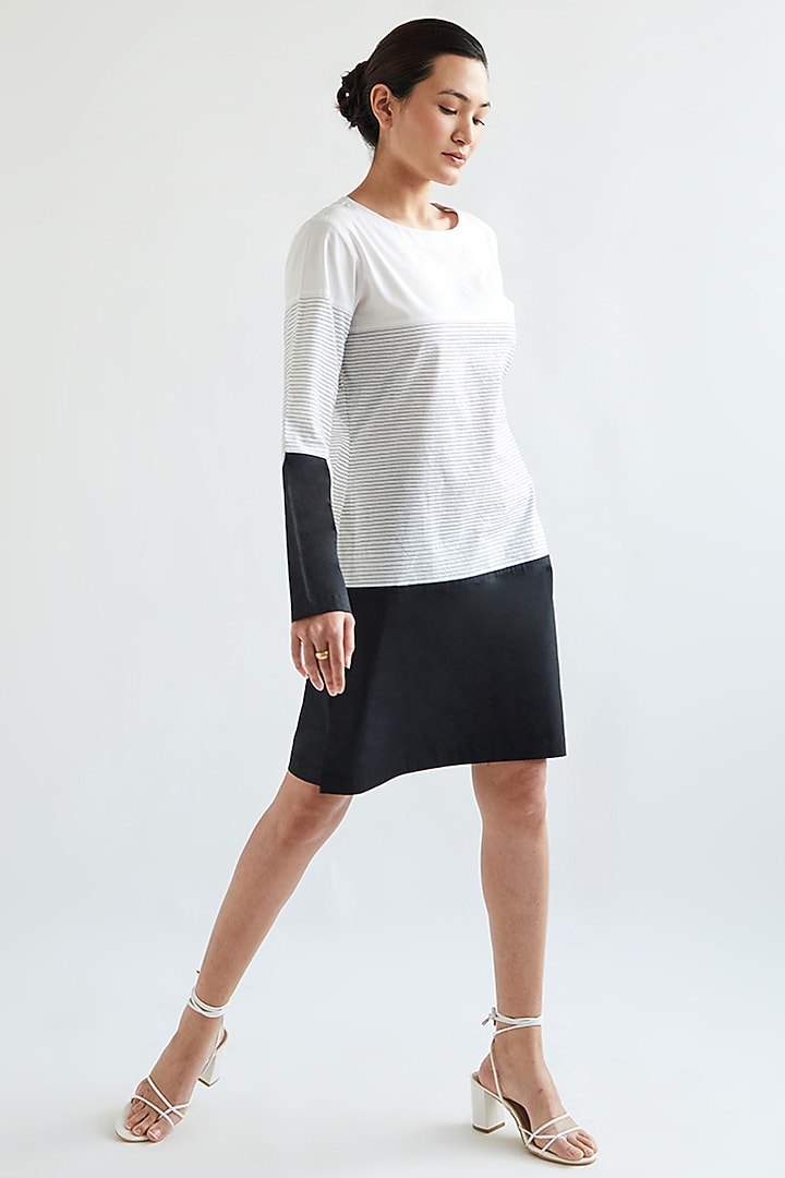 Black & White Cotton Straight Summer Dress by House of MANAA at Pernia's Pop Up Shop