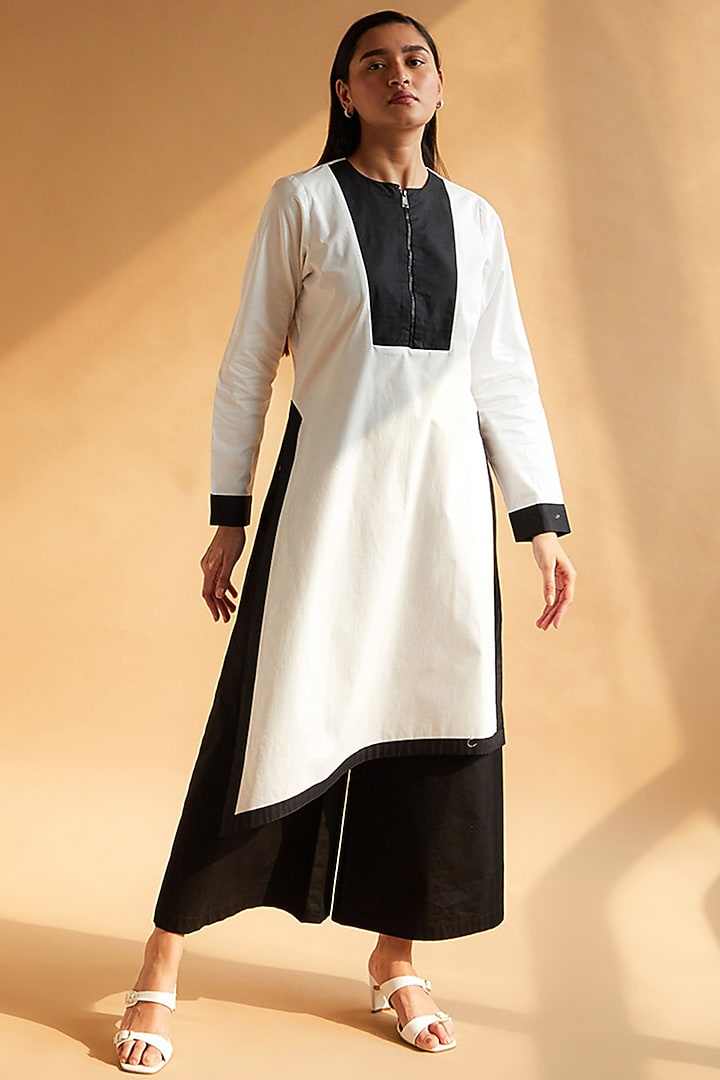 White Cotton Asymmetrical Tunic Set by House of MANAA at Pernia's Pop Up Shop