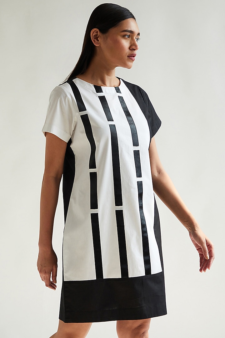 White & Black Cotton Shift Summer Dress by House of MANAA at Pernia's Pop Up Shop